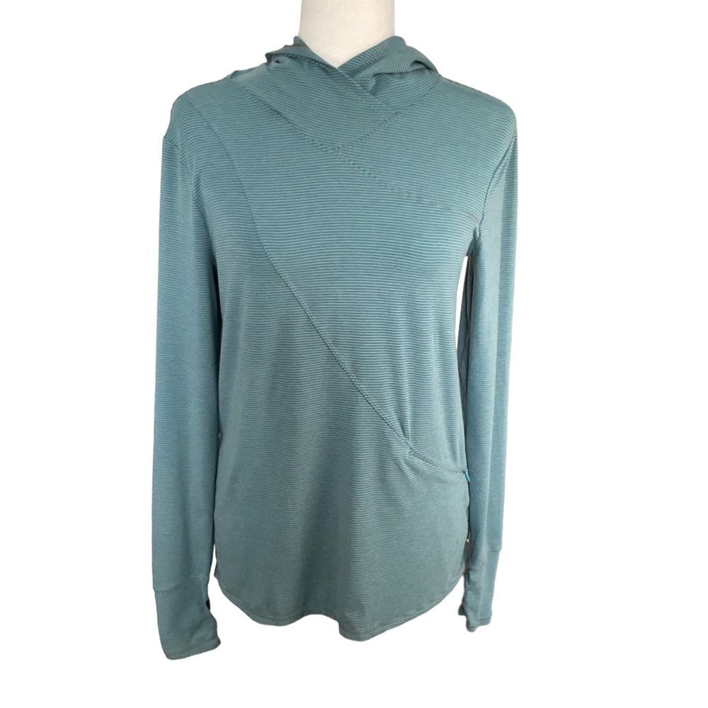 Toad & Co Teal Gray Striped Swifty Hoodie Size XS